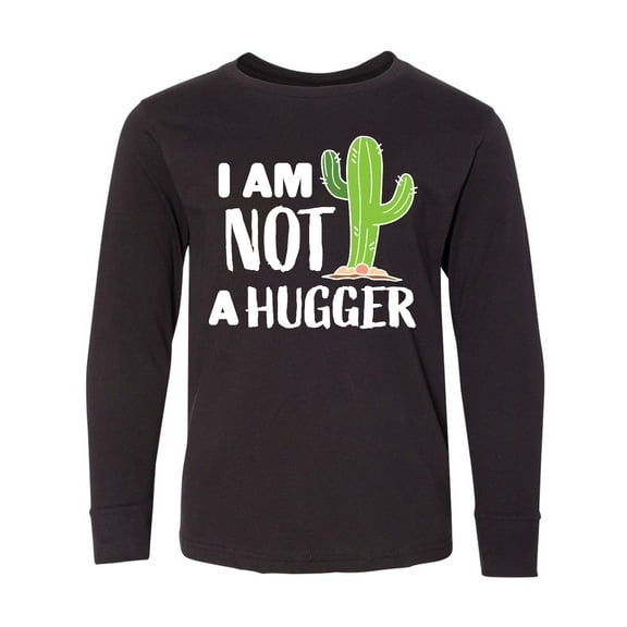 Inktastic I am Not a Hugger with Cactus Long Sleeve Youth T-Shirt