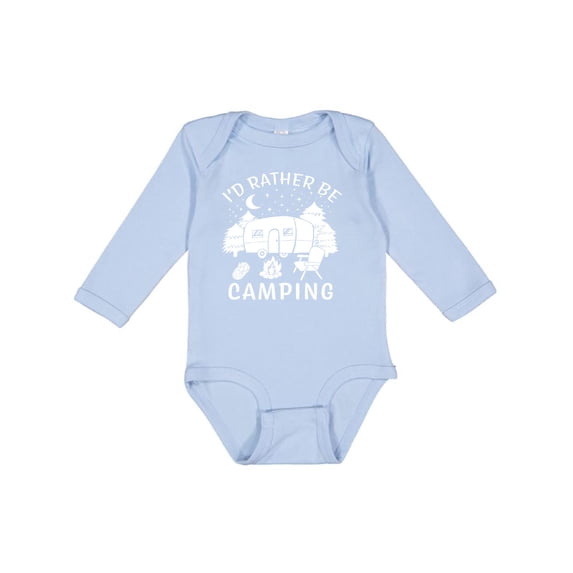 Inktastic I'd Rather Be Camping Boys or Girls Long Sleeve Baby Bodysuit