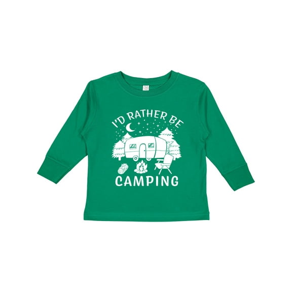 Inktastic I'd Rather Be Camping Boys or Girls Long Sleeve Toddler T-Shirt