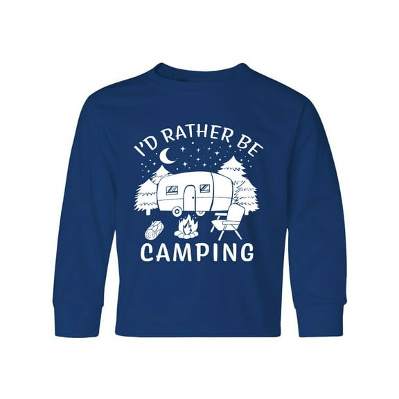Inktastic I'd Rather Be Camping Long Sleeve Youth T-Shirt