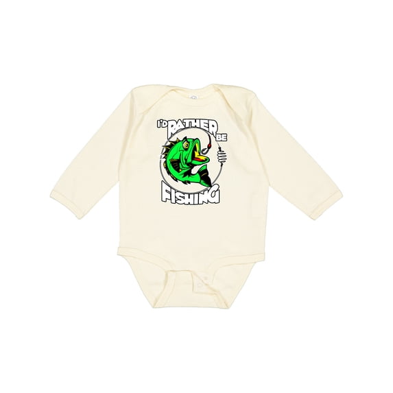 Inktastic I'd Rather Be Fishing Boys or Girls Long Sleeve Baby Bodysuit