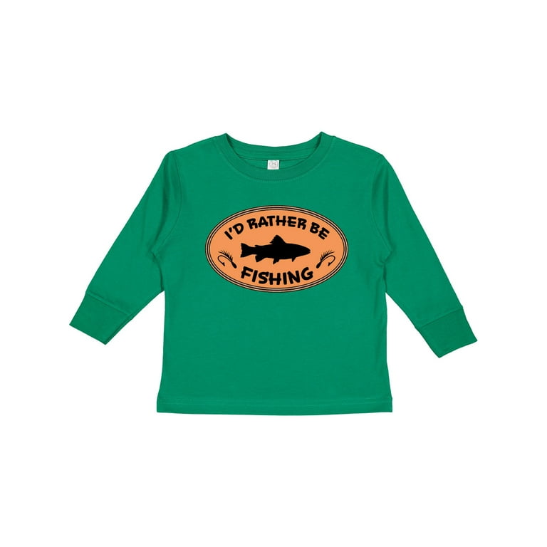 Inktastic I'd Rather Be Fishing Boys or Girls Long Sleeve Toddler T-Shirt, Toddler Boy's, Size: 2T, Green