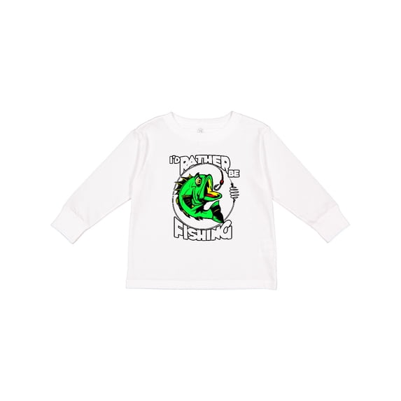 Inktastic I'd Rather Be Fishing Boys or Girls Long Sleeve Toddler T-Shirt