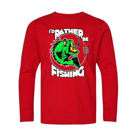 Inktastic I'd Rather Be Fishing Long Sleeve Youth T-Shirt