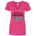 thumbnail image 1 of Inktastic I'd Rather Be Gardening Blue Flowers Women's V-Neck T-Shirt, 1 of 5