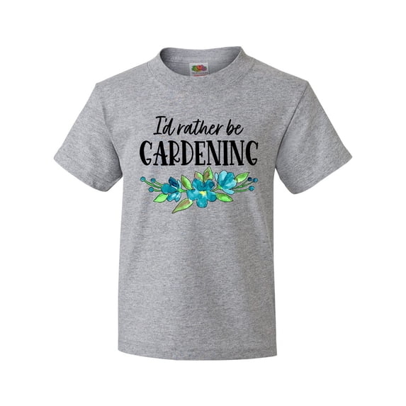 Inktastic I'd Rather Be Gardening Blue Flowers Youth T-Shirt