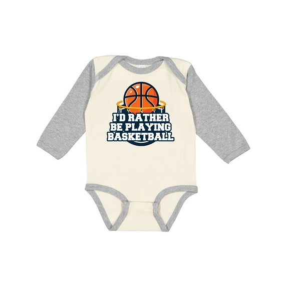 Inktastic I'd Rather Be Playing Basketball Boys or Girls Long Sleeve Baby Bodysuit