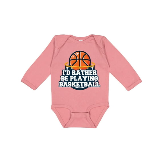 Inktastic I'd Rather Be Playing Basketball Boys or Girls Long Sleeve Baby Bodysuit