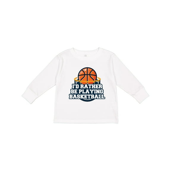 Inktastic I'd Rather Be Playing Basketball Boys or Girls Long Sleeve Toddler T-Shirt