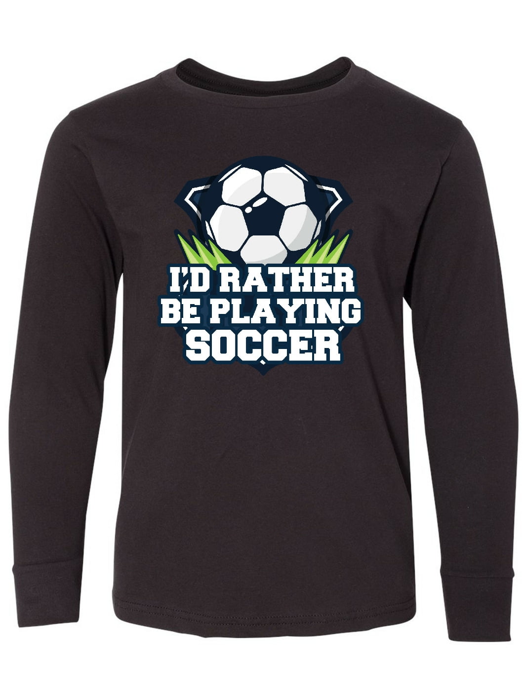 Inktastic I'd Rather Be Playing Soccer Youth Long Sleeve T-Shirt ...