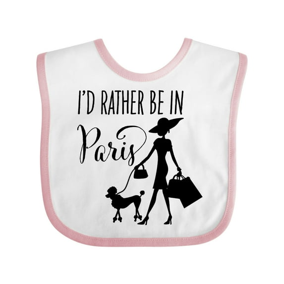 Inktastic I'd Rather Be in Paris Shopping and Travel Girls Baby Bib