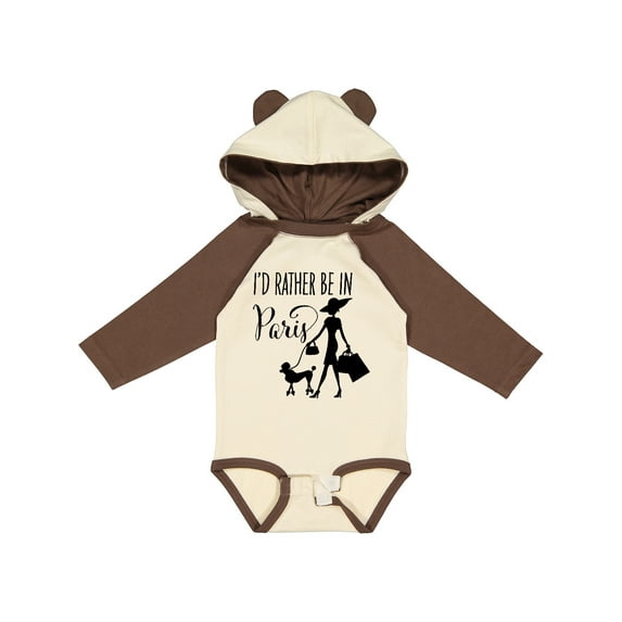 Inktastic I'd Rather Be in Paris- shopping and travel Girls Long Sleeve Baby Bodysuit
