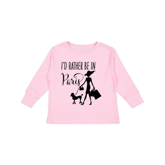 Inktastic I'd Rather Be in Paris- shopping and travel Girls Long Sleeve Toddler T-Shirt