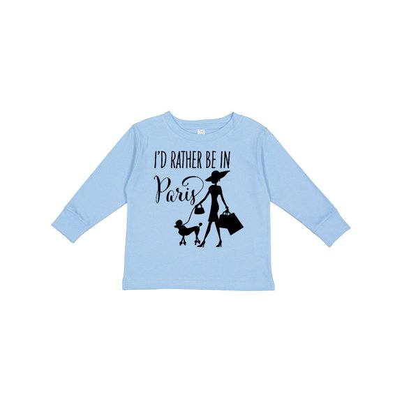 Inktastic I'd Rather Be in Paris- shopping and travel Girls Long Sleeve Toddler T-Shirt