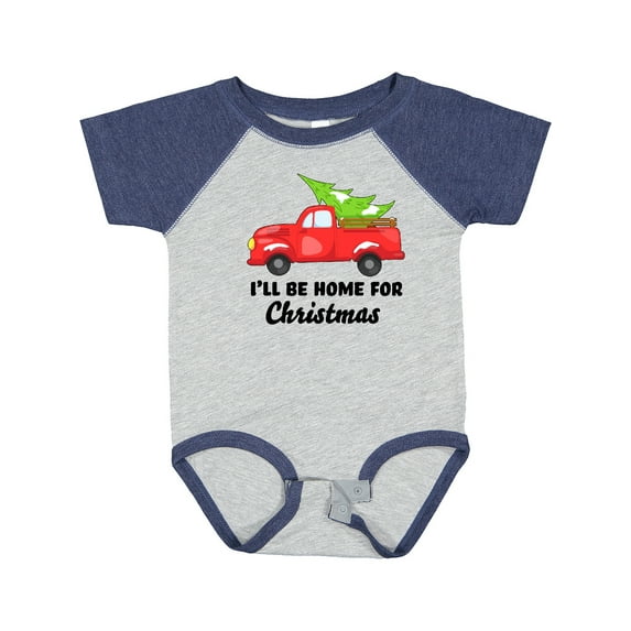 Inktastic I'll Be Home for Christmas Truck with Tree Boys or Girls Baby Bodysuit