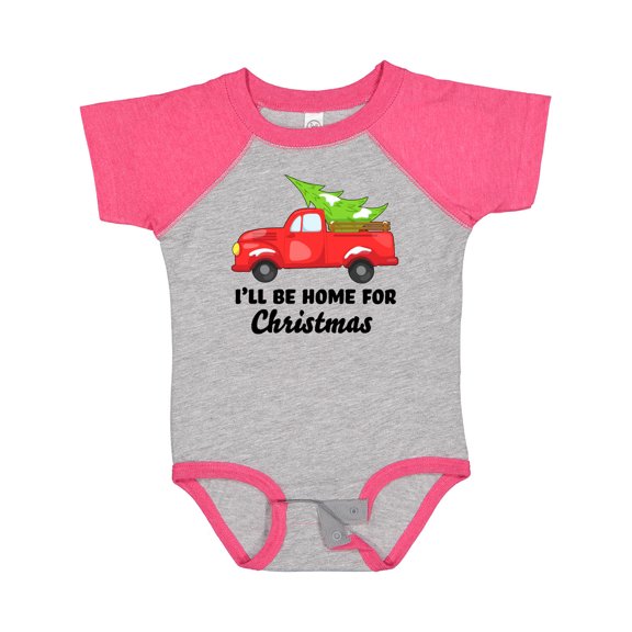 Inktastic I'll Be Home for Christmas Truck with Tree Boys or Girls Baby Bodysuit