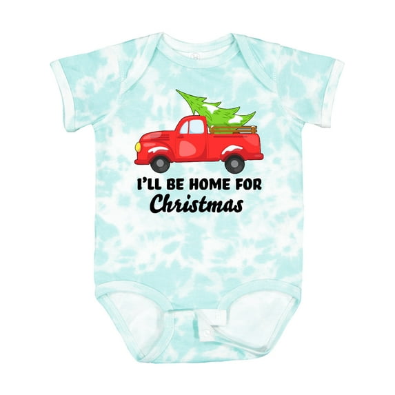 Inktastic I'll Be Home for Christmas Truck with Tree Boys or Girls Baby Bodysuit