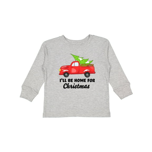 Inktastic I'll Be Home for Christmas Truck with Tree Boys or Girls Long Sleeve Toddler T-Shirt