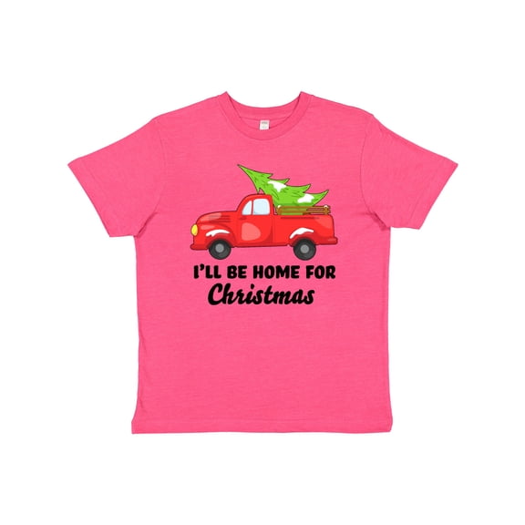 Inktastic I'll Be Home for Christmas Truck with Tree Youth T-Shirt