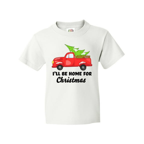 Inktastic I'll Be Home for Christmas Truck with Tree Youth T-Shirt