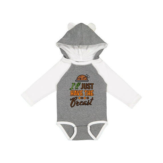 Inktastic I'll Just Have the Breast with Turkey Illusration Boys or Girls Long Sleeve Baby Bodysuit