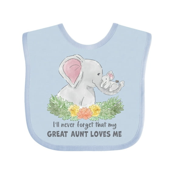 Inktastic I'll Never Forget That My Great Aunt Loves Me Cute Elephants Boys or Girls Baby Bib