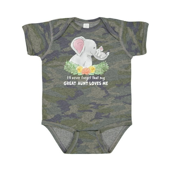 Inktastic I'll Never Forget That My Great Aunt Loves Me Cute Elephants Boys or Girls Baby Bodysuit