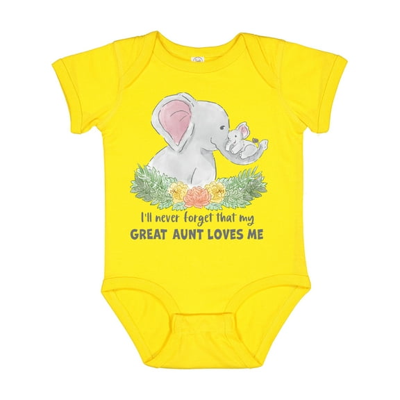 Inktastic I'll Never Forget That My Great Aunt Loves Me Cute Elephants Boys or Girls Baby Bodysuit