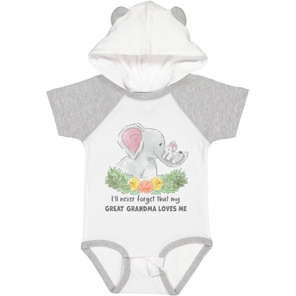 Inktastic I'll Never Forget That My Great Grandma Loves Me Elephants Boys or Girls Baby Bodysuit