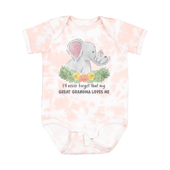 Inktastic I'll Never Forget That My Great Grandma Loves Me Elephants Boys or Girls Baby Bodysuit
