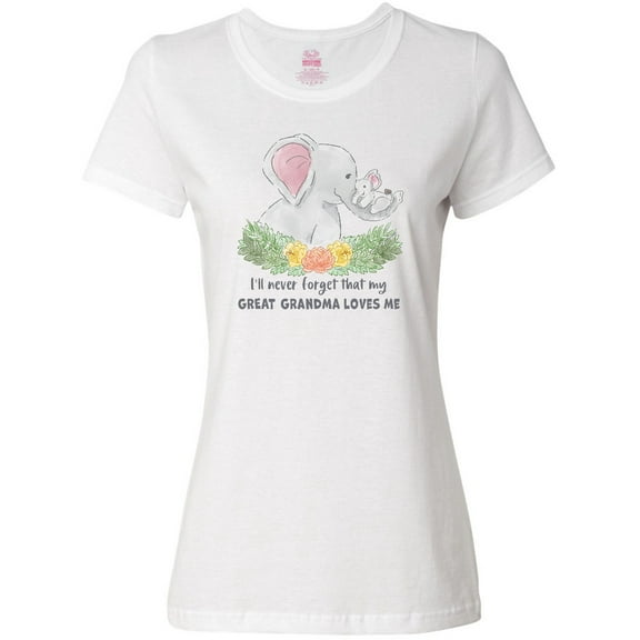 Inktastic I'll Never Forget That My Great Grandma Loves Me Elephants Women's T-Shirt