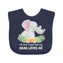 Inktastic I'll Never Forget That My Nana Loves Me with Cute Elephants Boys or Girls Baby Bib