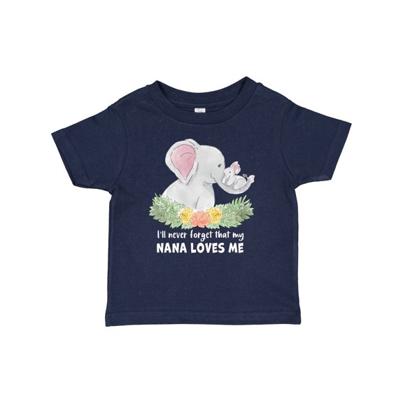 Inktastic I'll Never Forget That My Nana Loves Me with Cute Elephants Boys or Girls Baby T-Shirt