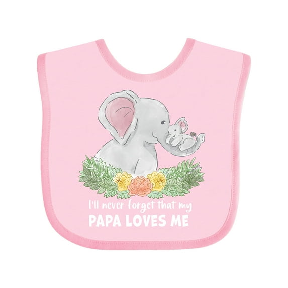 Inktastic I'll Never Forget That My Papa Loves Me with Cute Elephants Boys or Girls Baby Bib