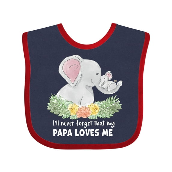 Inktastic I'll Never Forget That My Papa Loves Me with Cute Elephants Boys or Girls Baby Bib