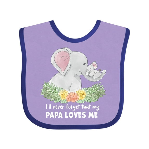 Inktastic I'll Never Forget That My Papa Loves Me with Cute Elephants Boys or Girls Baby Bib