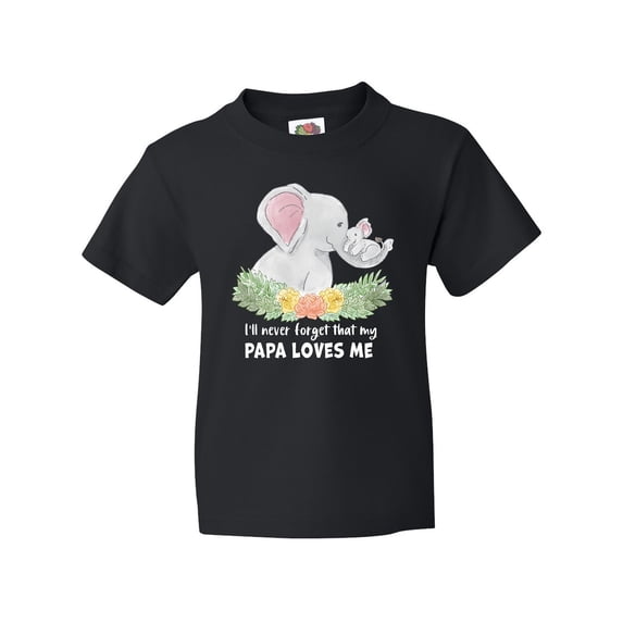 Inktastic I'll Never Forget That My Papa Loves Me with Cute Elephants Youth T-Shirt