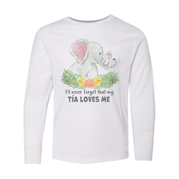 Inktastic I'll Never Forget That My Tia Loves Me Cute Elephants Long Sleeve Youth T-Shirt
