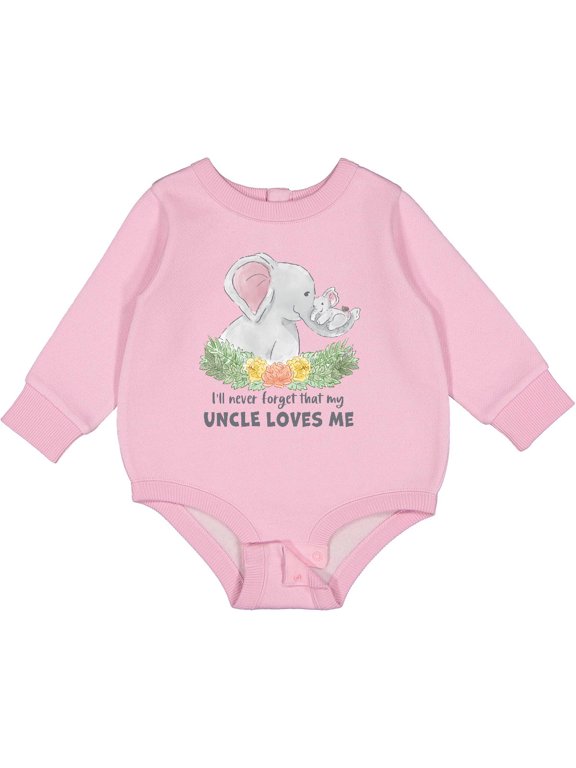 I'll Never Forget That My Uncle Loves Me Cute Elephants Baby Fleece Bodysuit