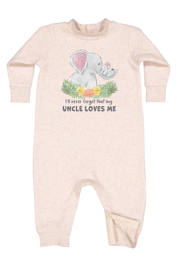 I'll Never Forget That My Uncle Loves Me Cute Elephants Baby Fleece Romper