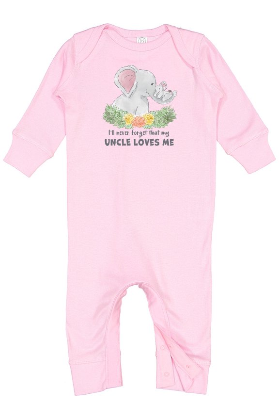 I'll Never Forget That My Uncle Loves Me Cute Elephants Baby Romper Coveralls
