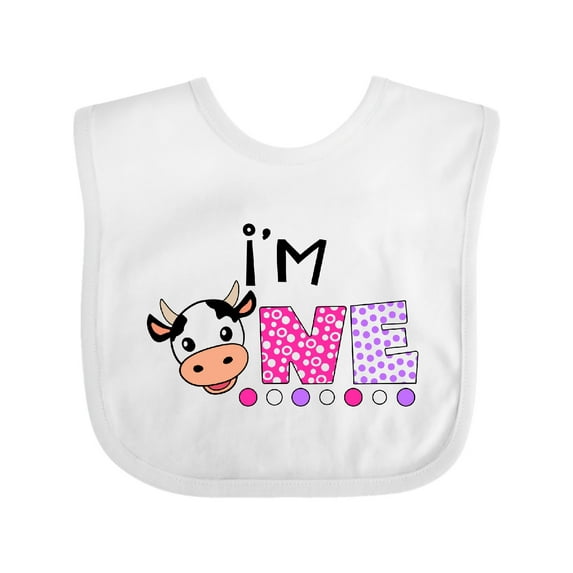 Inktastic I'm 1 Cute Cow and Polka Dots Boys or Girls Baby Bib