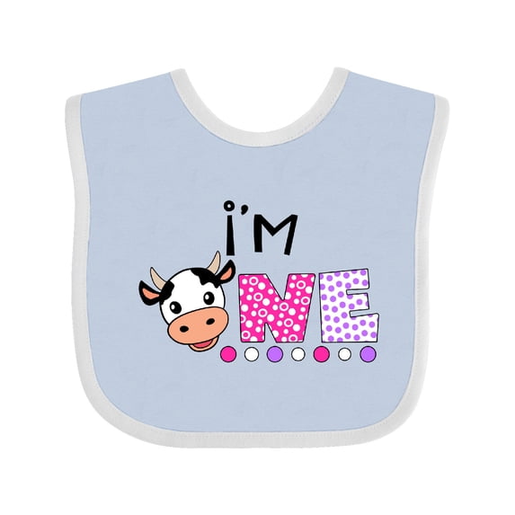 Inktastic I'm 1 Cute Cow and Polka Dots Boys or Girls Baby Bib