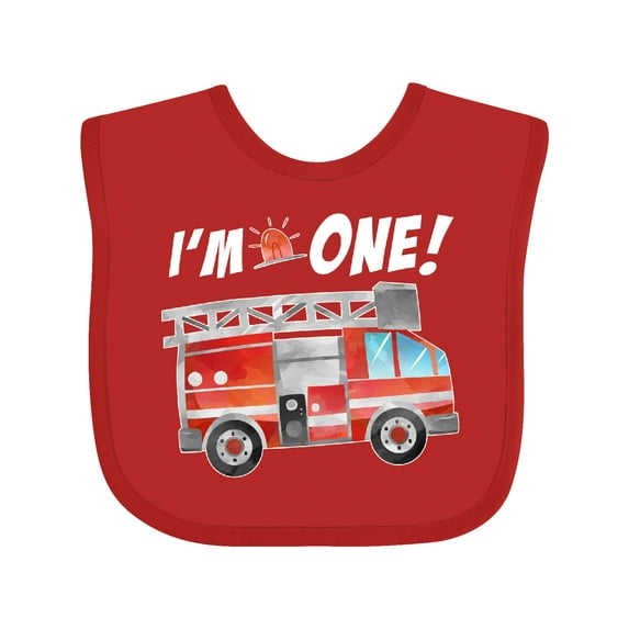 Inktastic I'm 1 Fire Truck 1st Birthday Boys or Girls Baby Bib