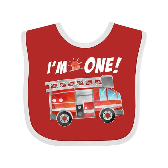 Inktastic I'm 1 Fire Truck 1st Birthday Boys or Girls Baby Bib