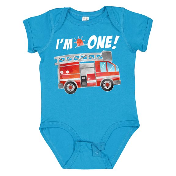 Inktastic I'm 1 Fire Truck 1st Birthday Boys or Girls Baby Bodysuit