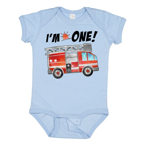 Inktastic I'm 1 Fire Truck 1st Birthday Boys or Girls Baby Bodysuit