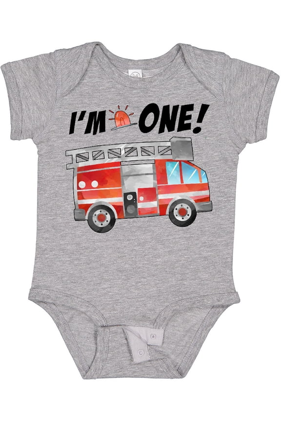 I'm 1 Fire Truck 1st Birthday Boys or Girls Baby Bodysuit