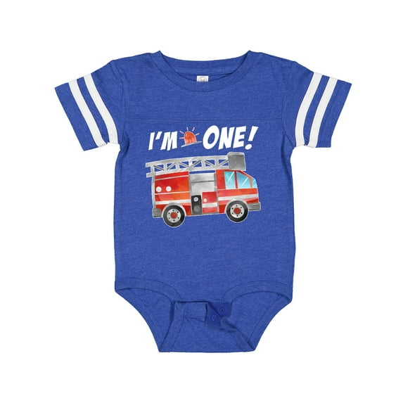 Inktastic I'm 1 Fire Truck 1st Birthday Boys or Girls Baby Bodysuit