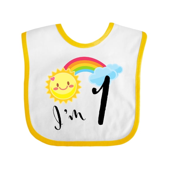 Inktastic I'm 1 First Birthday Sun Rainbow Boys or Girls Baby Bib